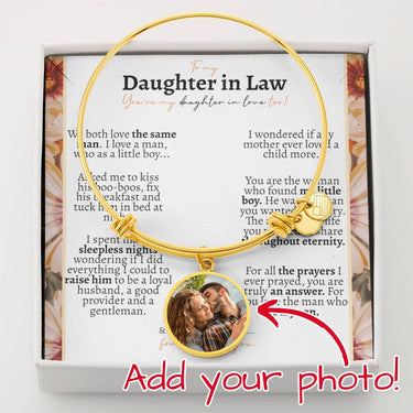Daughter in Law Birth Flower Circle Bangle Bracelet - Love You This Much